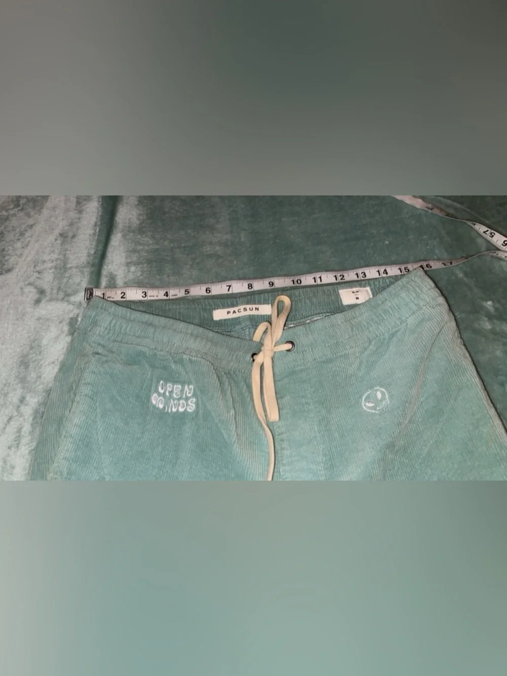 PacSun Embroidered Corduroy Trouser Pants Slim Fit Aqua  Medium (NWOT)